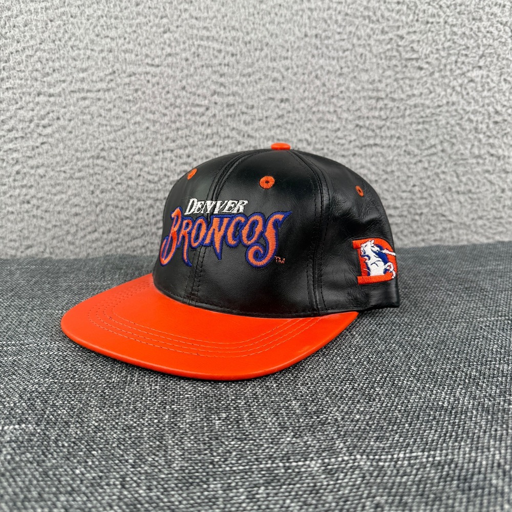 Denver Broncos NFL Branded‎ Leather Snapback Hat Cap Orange Black Made in USA